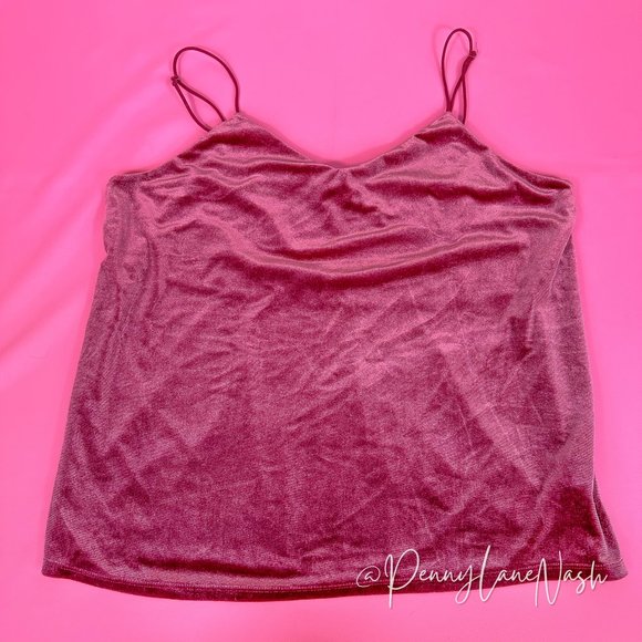a new day Tops - A New Day V Neck Velvet Camisole Tank Pink